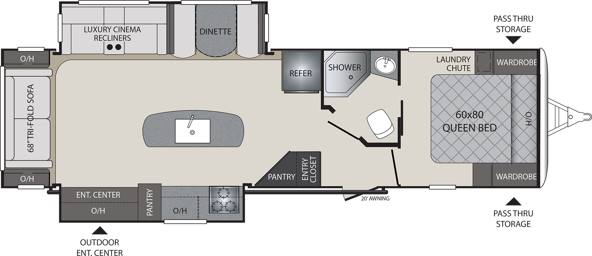 Floor Plan Recliner Png Clipart Library Download - Keystone Premier 30ripr (2000x866), Png Download