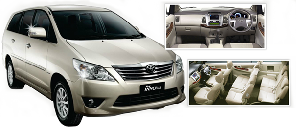 Innova Hire Delhi - New Toyota Innova 2012 (605x266), Png Download