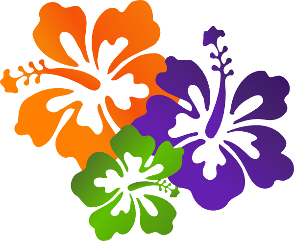 7 Clipart Colourful - Hawaiian Flowers Clip Art (600x492), Png Download