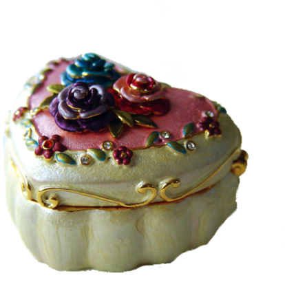 3d Flowered Heart Shaped Trinket Box - Bead (480x480), Png Download