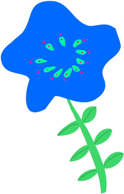 Blue Flower Drawing For Decoration - Drawing (553x709), Png Download