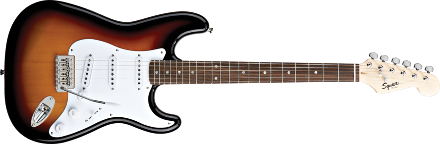 Fender Squier Bullet Strat With Tremelo Guitar - Squier Affinity Stratocaster Brown Sunburst (890x291), Png Download