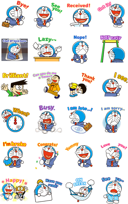 Doraemon On The Job - Line Sticker Good Job (420x673), Png Download