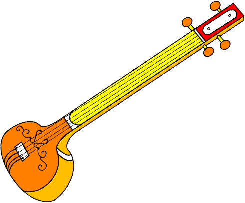 The Tanpura Has 4 Strings, Typically Tuned To Sa, Pa - Sitar Drawing (588x470), Png Download
