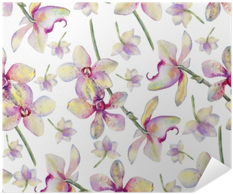 Orchid Flowers Watercolor Hand Drawn Botanical Illustration - Fondo De Salon De Belleza (400x400), Png Download