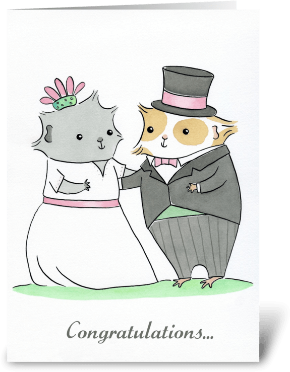 Guinea-pig Wedding Greeting Card - Greeting Card (700x792), Png Download