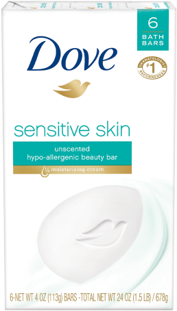 Dove Sensitive Skin Beauty Bar 4 Oz 6pk - Dove Beauty Bathing Cream (460x460), Png Download