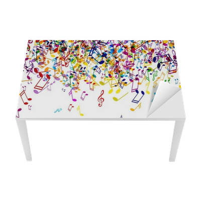 Vector Background With Colorful Music Notes Table & - Color Music Notes Png (400x400), Png Download