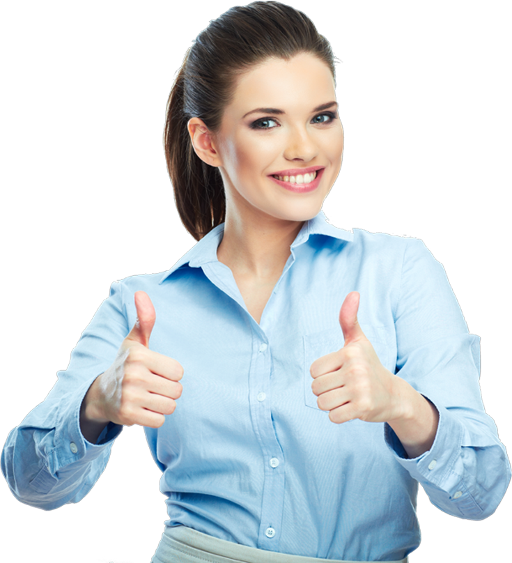 Contactus V5 Why Choose Us - Thumbs Up Business Woman (735x808), Png Download