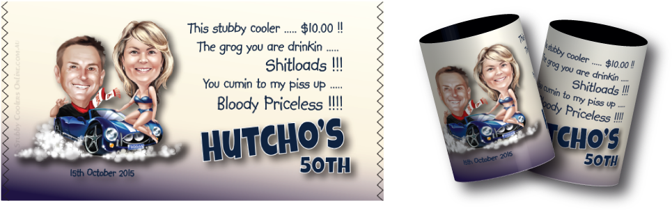 Birthday Caricature Stubby Holder - Personalised 60th Birthday Stubby Holders (992x331), Png Download