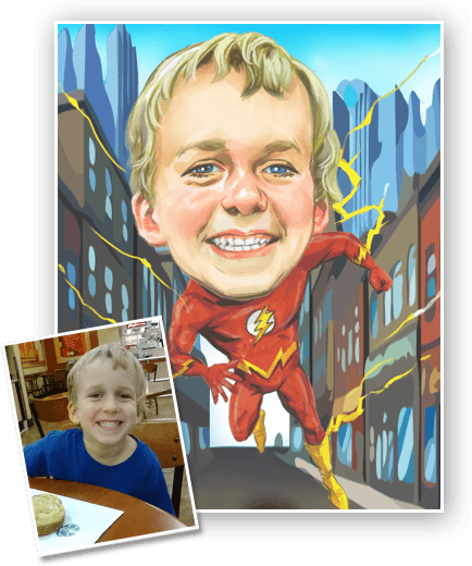 Superhero Caricature Commissioned By Our Caricature - Caricature (434x520), Png Download