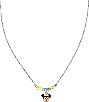 Gold Rhodium Chain With Minnie Cartoon Pendant From - Gold (375x375), Png Download