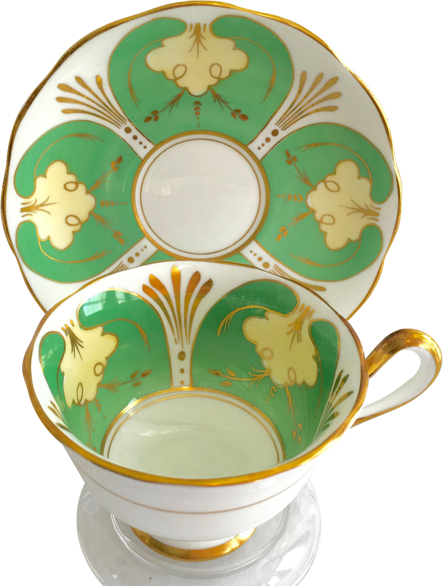Royal Albert Bone China Green Panels Gold Trim Teacup - Porcelain (1947x1947), Png Download