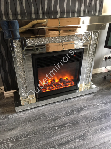 Crush Sparkle Smoked Mirrored Fire Surround With Electric - Hearth (500x500), Png Download