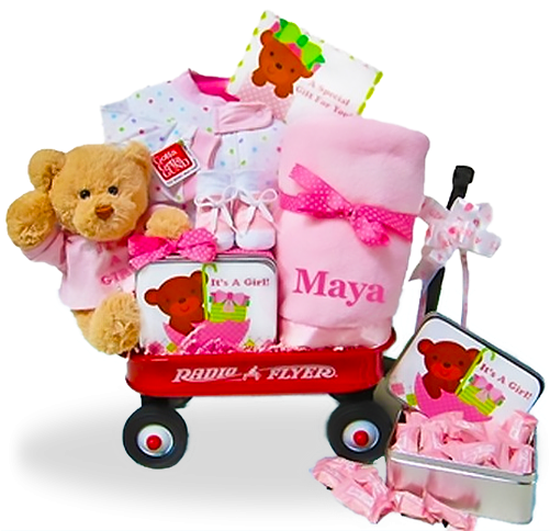 The All-girl Welcome Personalized Basket Wagon - Cashmere Bunny Personalized Wagon (it's A Girl) (500x500), Png Download
