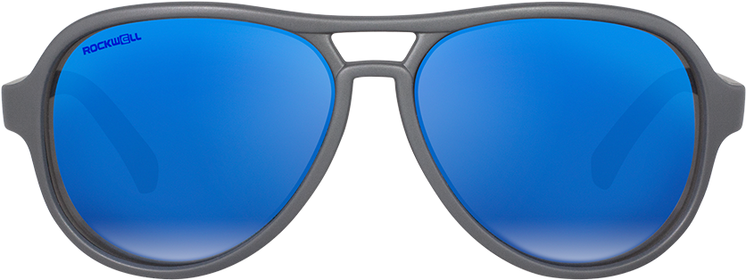 Matte Gray With Flash Blue Lens - Sunglasses (835x1026), Png Download