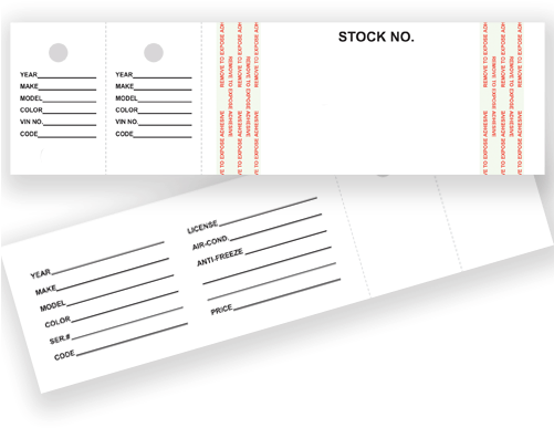 Blank White Vehicle Stock Number Tags 500/box 230wh - Vehicle (500x500), Png Download