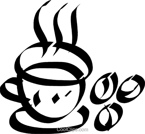 Cup Of Coffee With Coffee Beans Royalty Free Vector - Grão De Café Art Png (480x443), Png Download