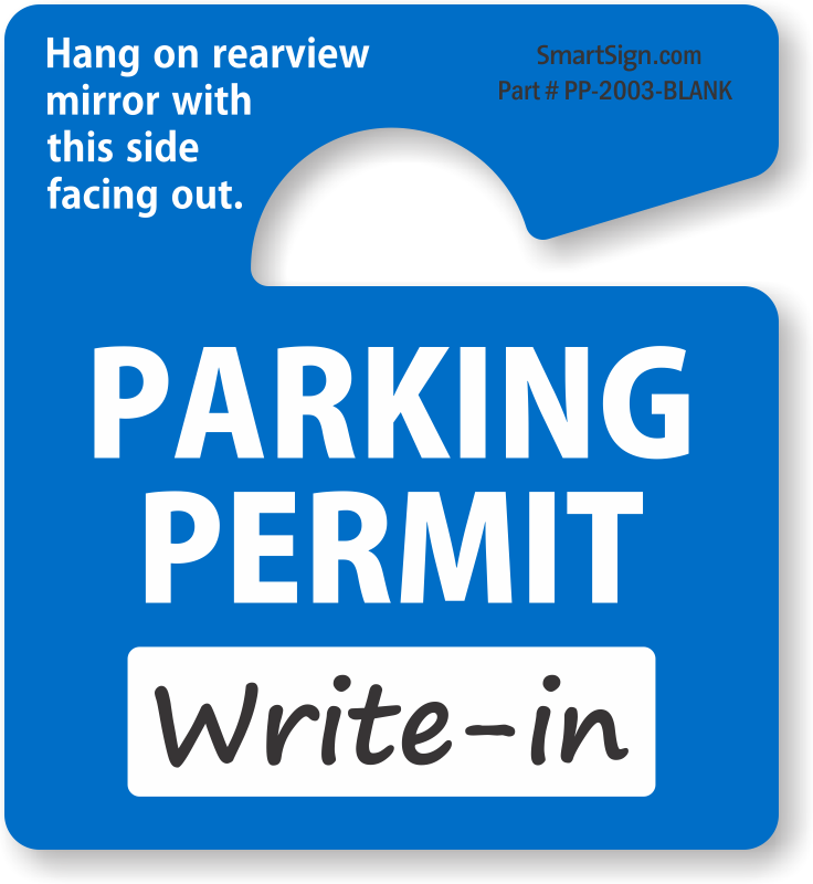 Toughtag™ Small Rearview Mirror Hang Tag, Blue Blank - Red Parking Permit (736x800), Png Download