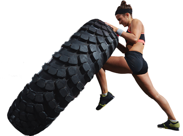 View Our Gym - Tyre Pushing Exercise Png (584x450), Png Download