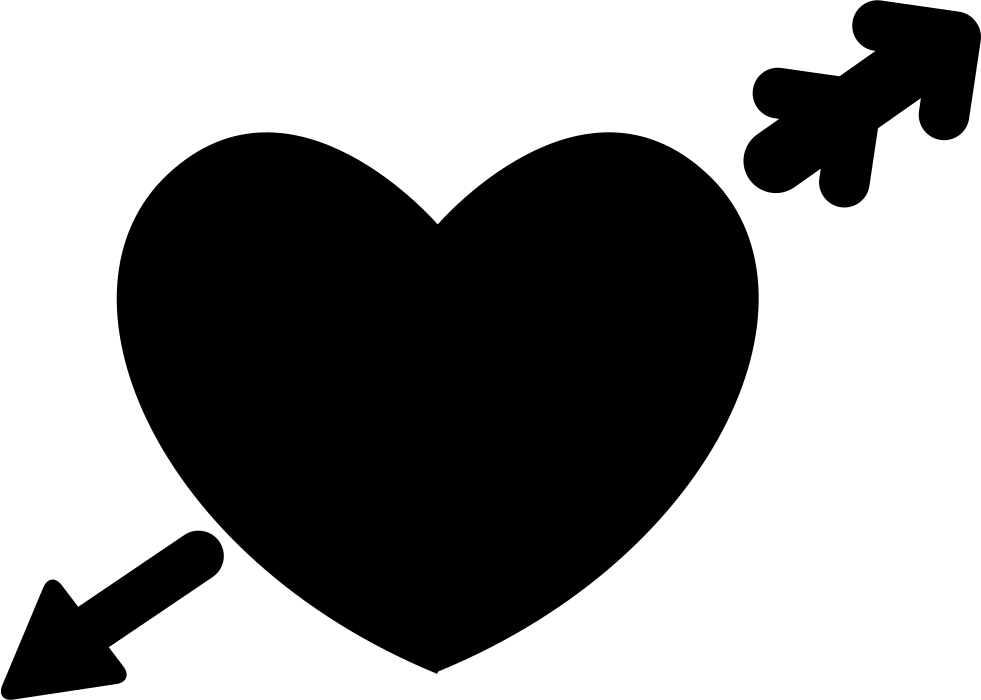 Heart In Love With Cupid Arrow Comments - Simple Heart With Arrow (981x700), Png Download