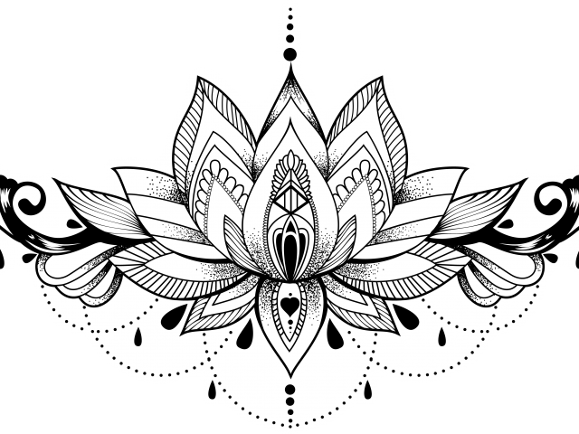 Drawn Lotus Chandelier - Transparent Lotus Tattoo Png (640x480), Png Download