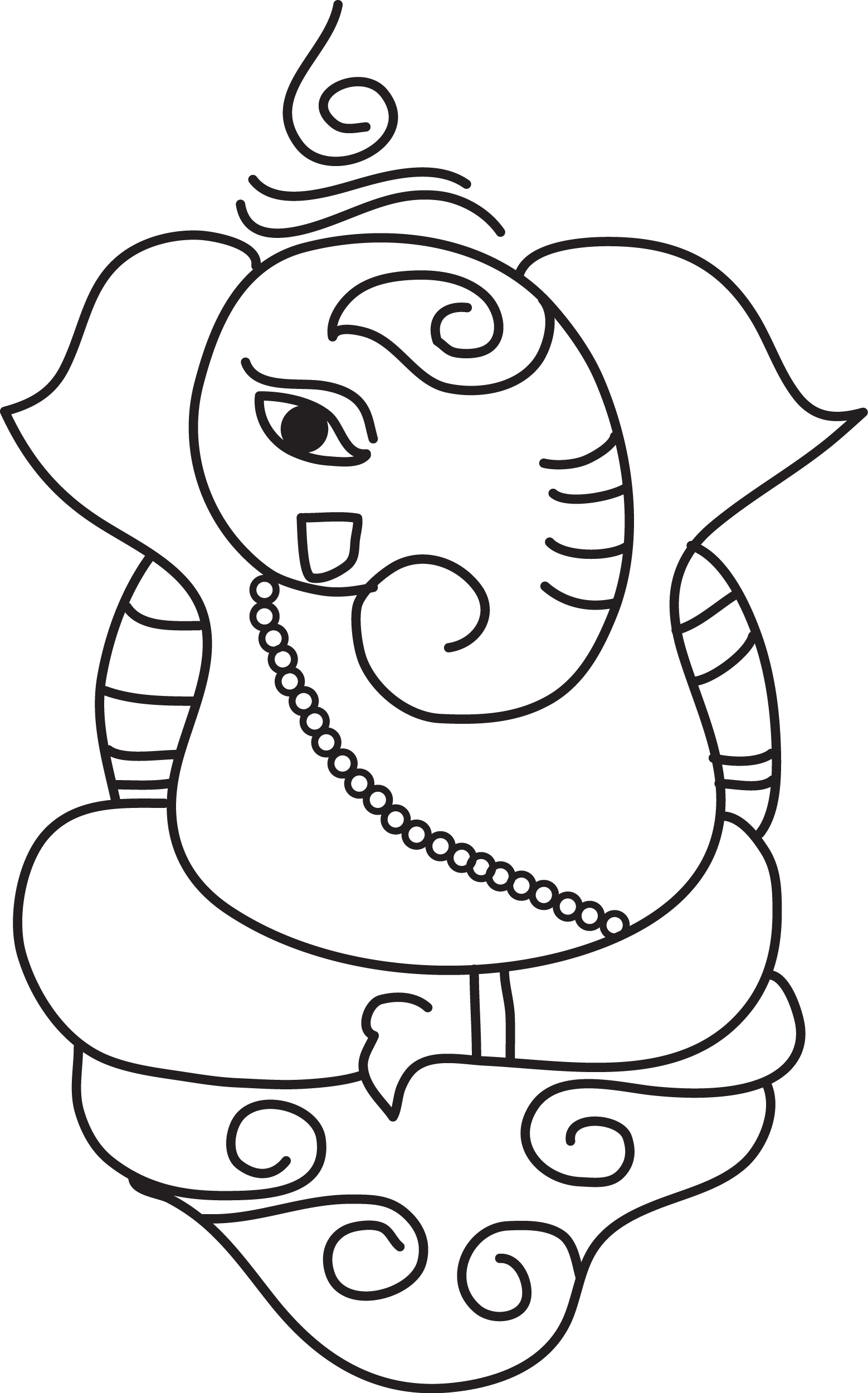 Drawing Ganesha Line - Ganesha (1558x2500), Png Download
