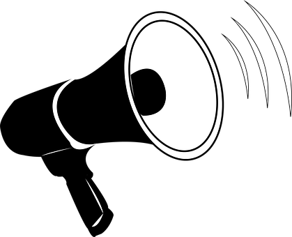 Anoobala Ganesh Shared - Megaphone Silhouette (419x340), Png Download
