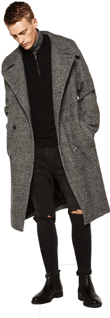 39k Long Jacket 06 Oct 2016 - Coat (423x1269), Png Download