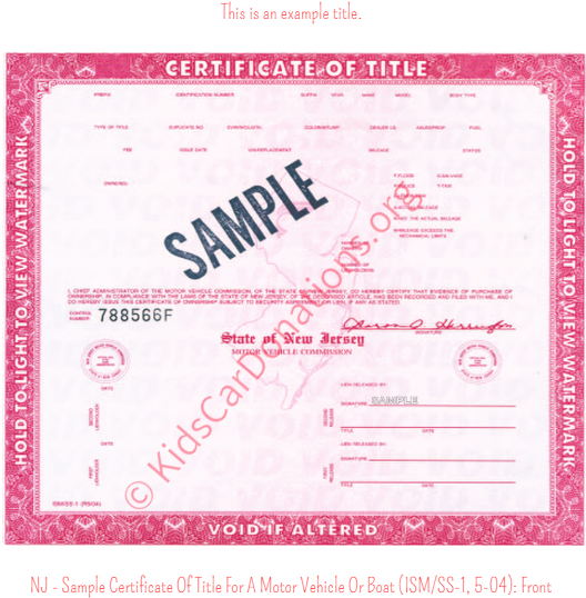 Donate Your Vehicle Below - New Jersey Car Title (640x640), Png Download