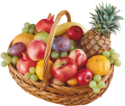 Basket With Fruits Png Clipart - Basket Of Fruits Png (500x415), Png Download