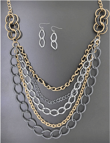 Metallic Chain Necklace - Chain (500x500), Png Download