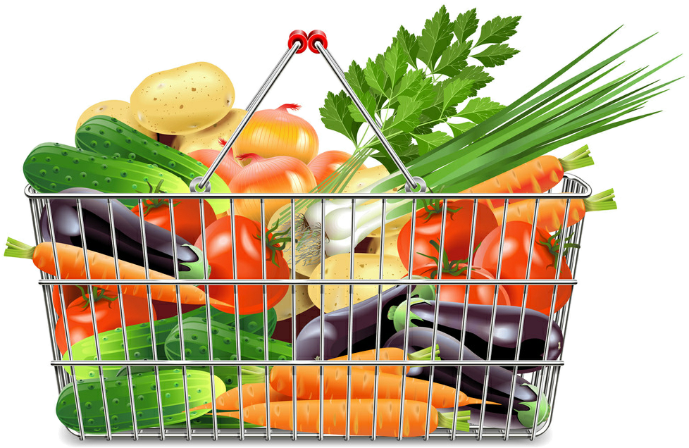 Graphic Royalty Free Shopping Cart Clip Art A Basket - Vegetable In Basket Png (1024x810), Png Download