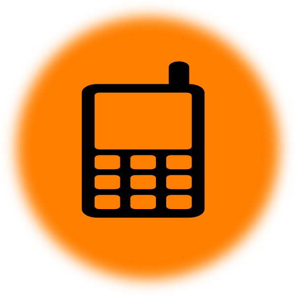 This Free Clipart Png Design Of Orange Mobile Icon (600x600), Png Download