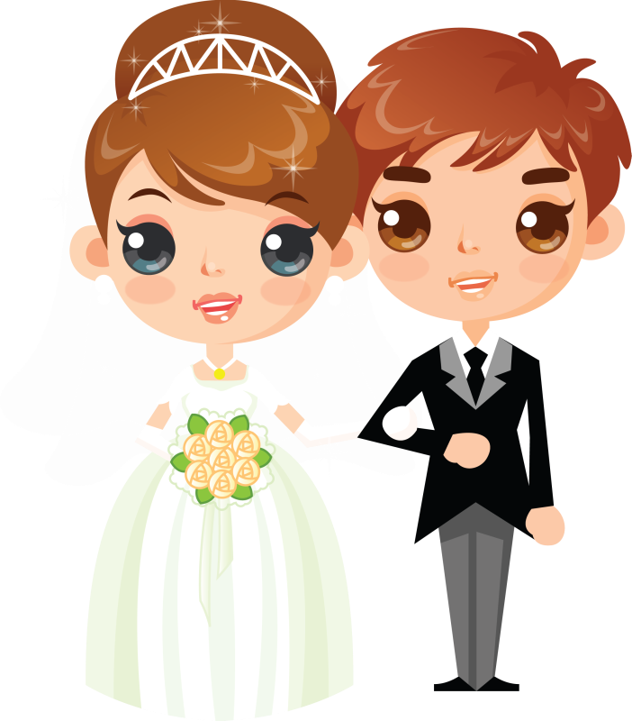 ○‿✿⁀ I Do ‿✿⁀○ - Pareja De Novios En Caricatura (702x800), Png Download