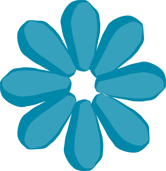 Blue Flower Clipart Stems Clipart - Simple Clip Art Flower (582x599), Png Download