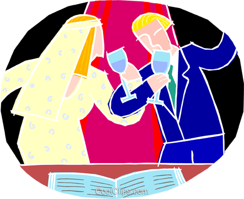 Wedding Couple Making A Toast Royalty Free Vector Clip - La Boda (480x390), Png Download