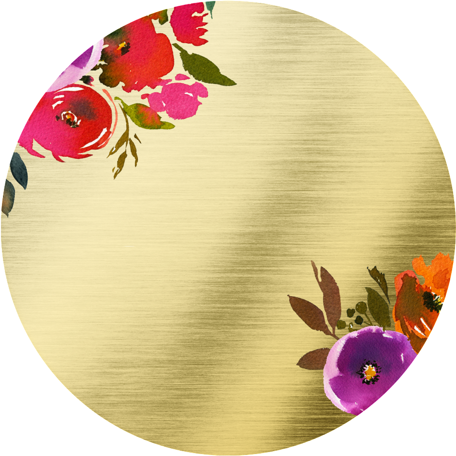 Hand Painted Golden Round Frame Back Png Transparent - Red (1024x1024), Png Download