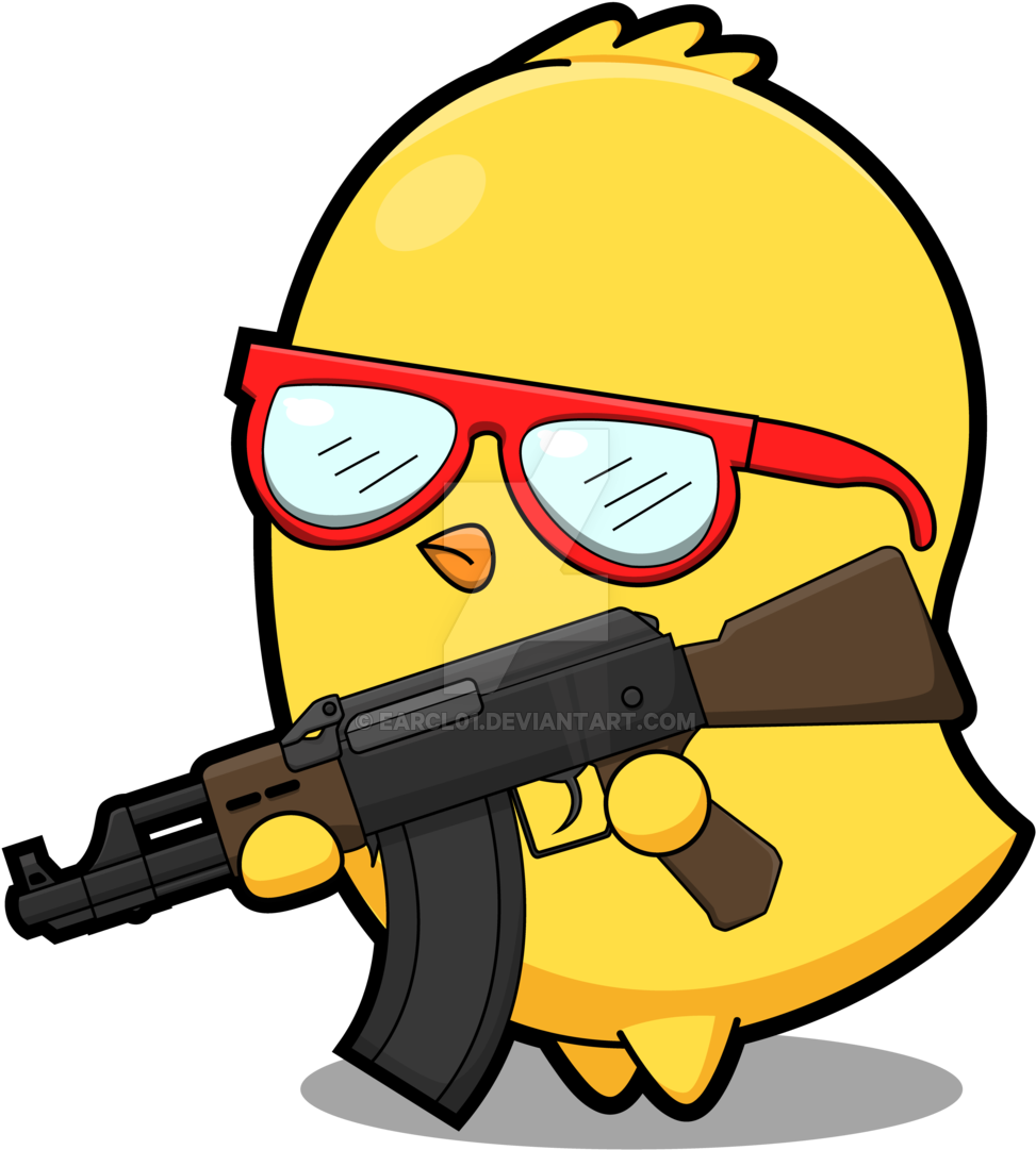 Chicken By Earcl01-d64v1q9 - Chicken With Gun Cartoon (1024x1134), Png Download