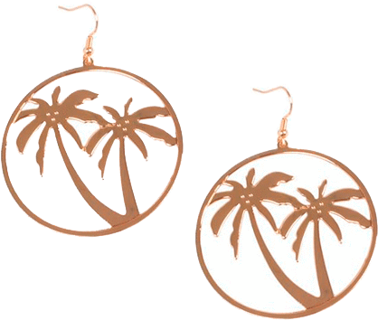 Itgirl Shop Golden Round Metallic Chill Palm Trees - Earring (460x460), Png Download