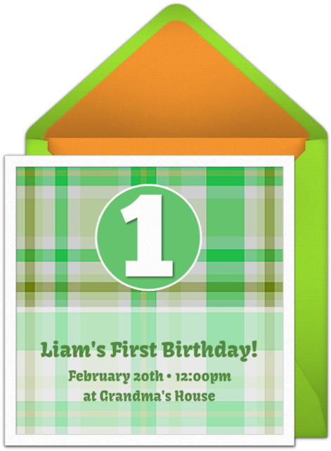 1st Birthday Plaid Online Invitation - House (650x650), Png Download