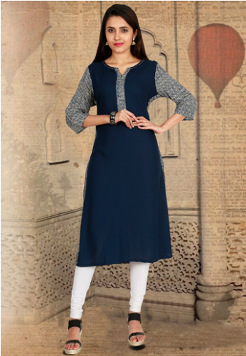 Indijoy Cotton Navy Blue Kurta - Blue (500x500), Png Download