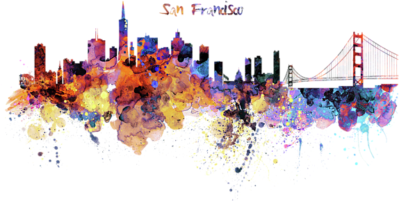 Click And Drag To Re-position The Image, If Desired - San Francisco Skyline Watercolor (600x400), Png Download
