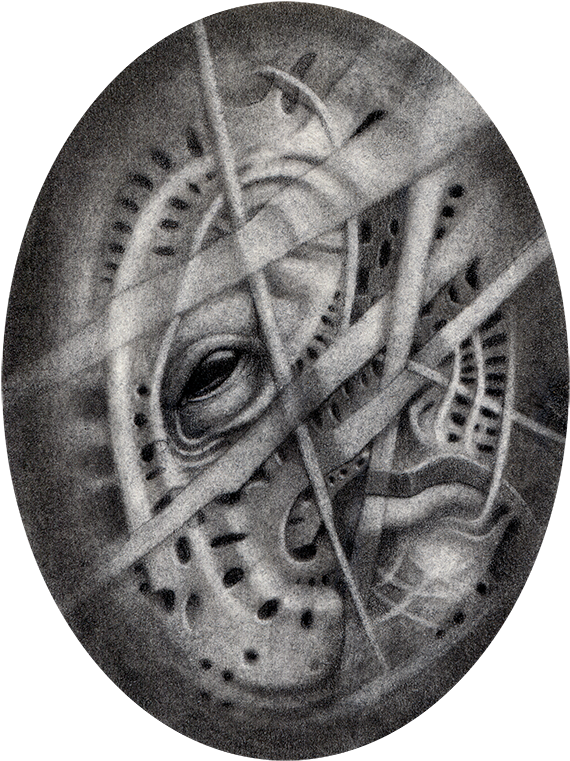 Graphite Powder And Pencils On Paper - Oval (607x800), Png Download