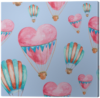 Seamless Pattern Of Balloons In The Shape Of Heart - Watercolor Painting (400x400), Png Download