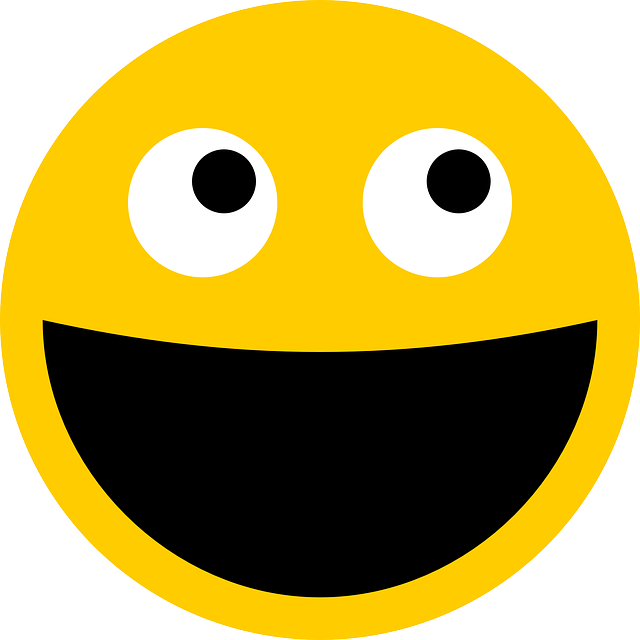 Emoticon, Happy, Smile, Laughing - Happy Face Open Mouth (640x640), Png Download