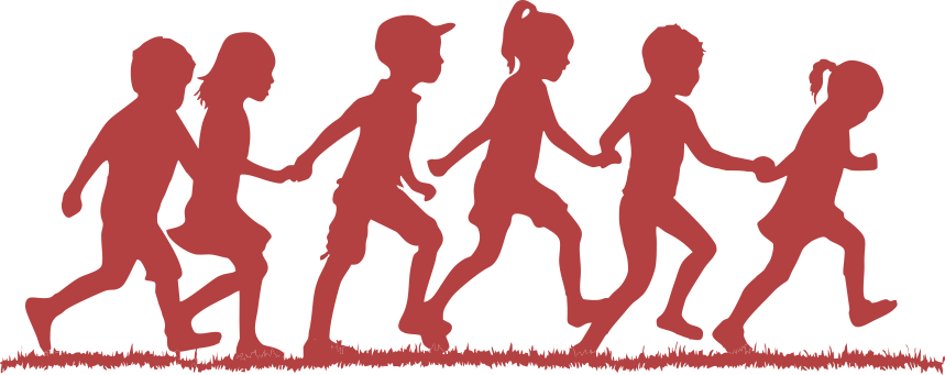 Running Children Png - Children Running Silhouette (859x341), Png Download