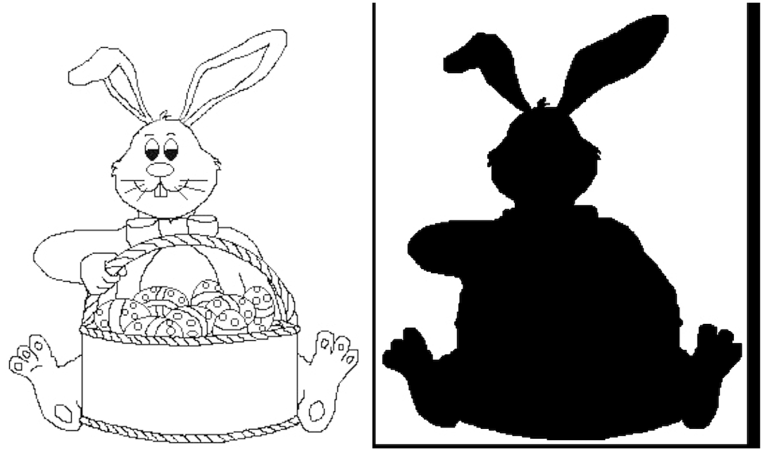Easter Bunny With Basket Pattern - Cartoon (1100x733), Png Download