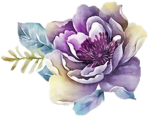 Ftestickers Art Watercolor Flower Rose Purple - Purple Flower Watercolor Png (585x585), Png Download
