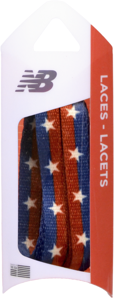 Nb 3/8"printed Red & Blue Stripe White Stars Shoelace - New Balance (416x1024), Png Download